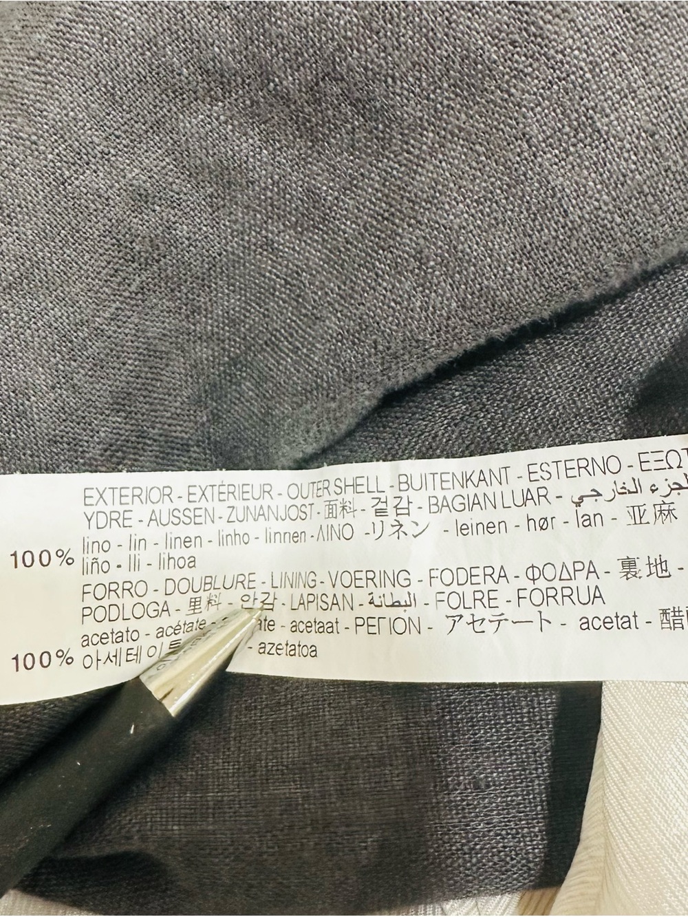 Zara - women’s 100% linen blazer printed sleeves grey open front jacket size M - Picture 7 of 10